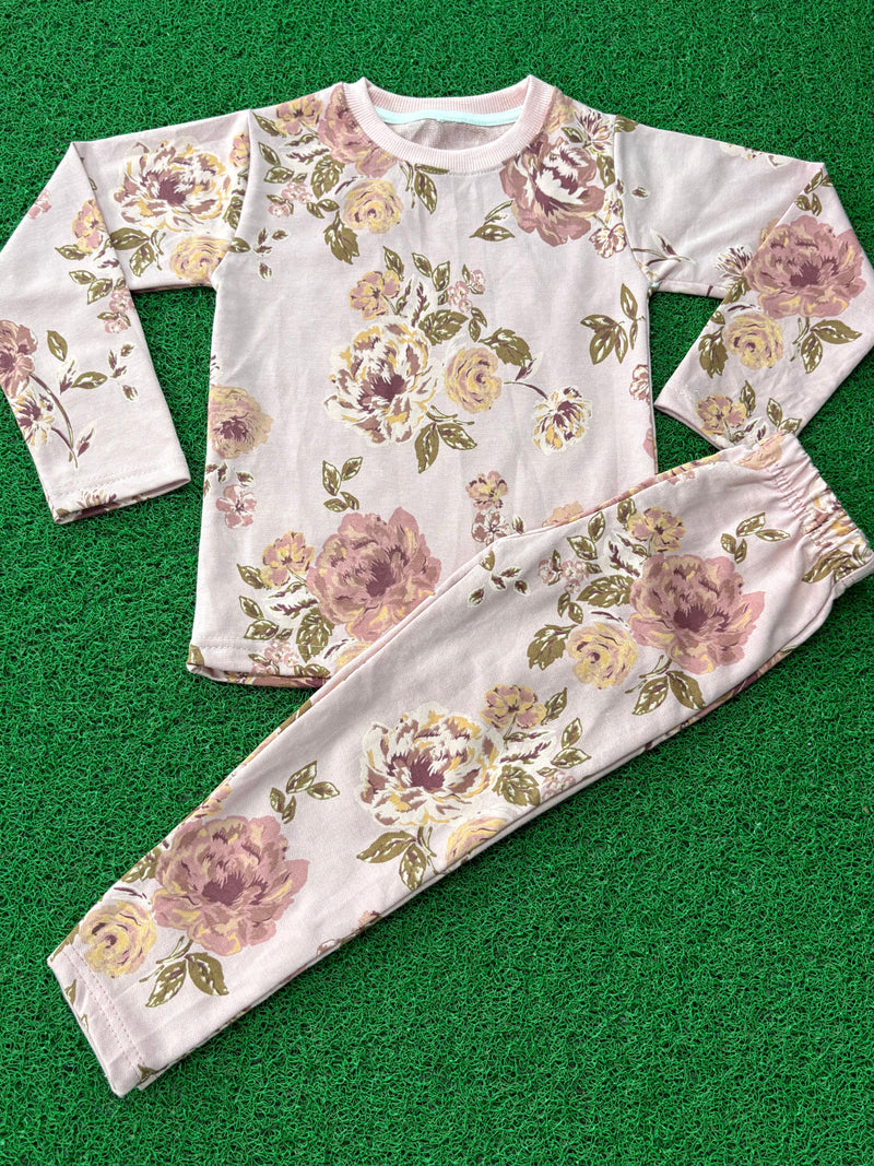 Pale pink Flowers Premium winter wears LoopKnit