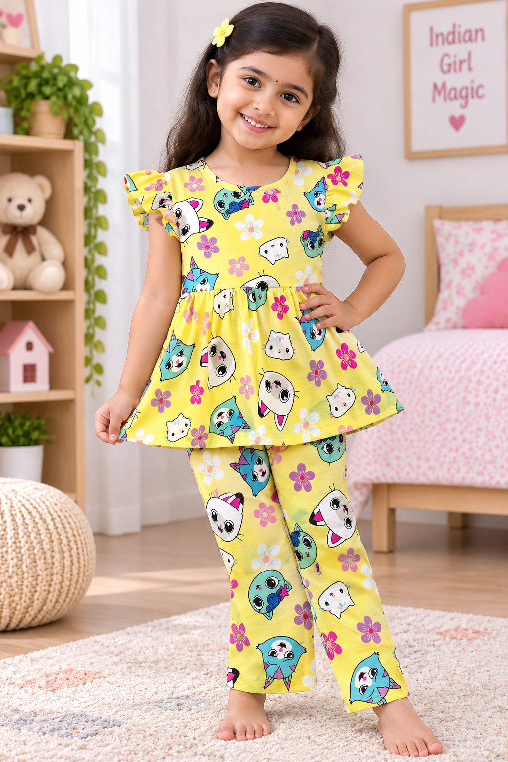 Yellow Peplum Co-ord Girls set