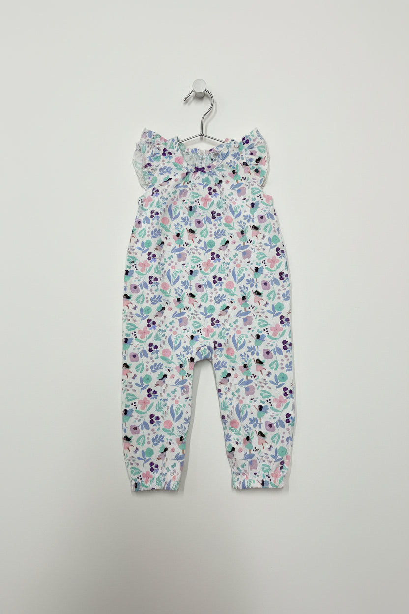 White with multi floral- Baby Jumpsuits