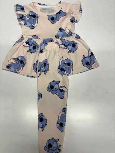 pink with stitch Peplum Co-Ord Girls Set