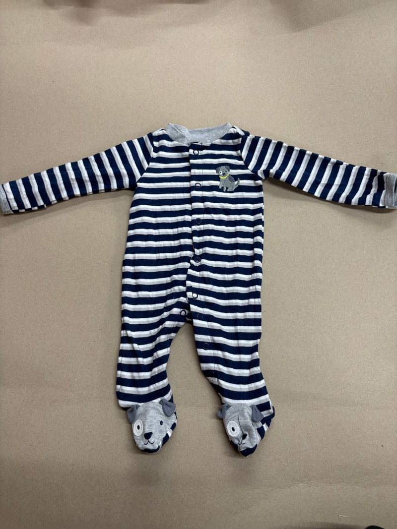 Navy with white stripes and grey dog 🐕 with shoe (Zipper)-Baby High quality jumpsuit
