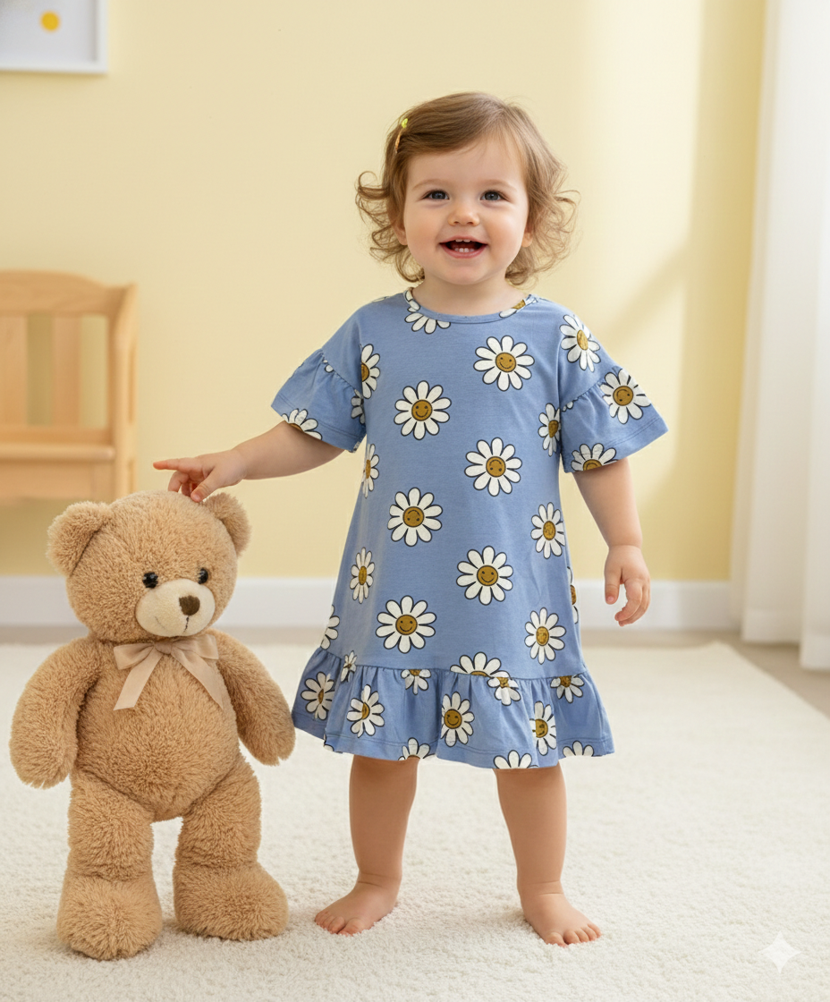 Blue flowers -Baby Half Sleeve top