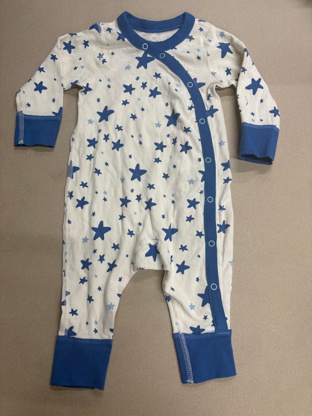 Half white with blue stars 🌟 (snap button)-Baby Jumpsuits