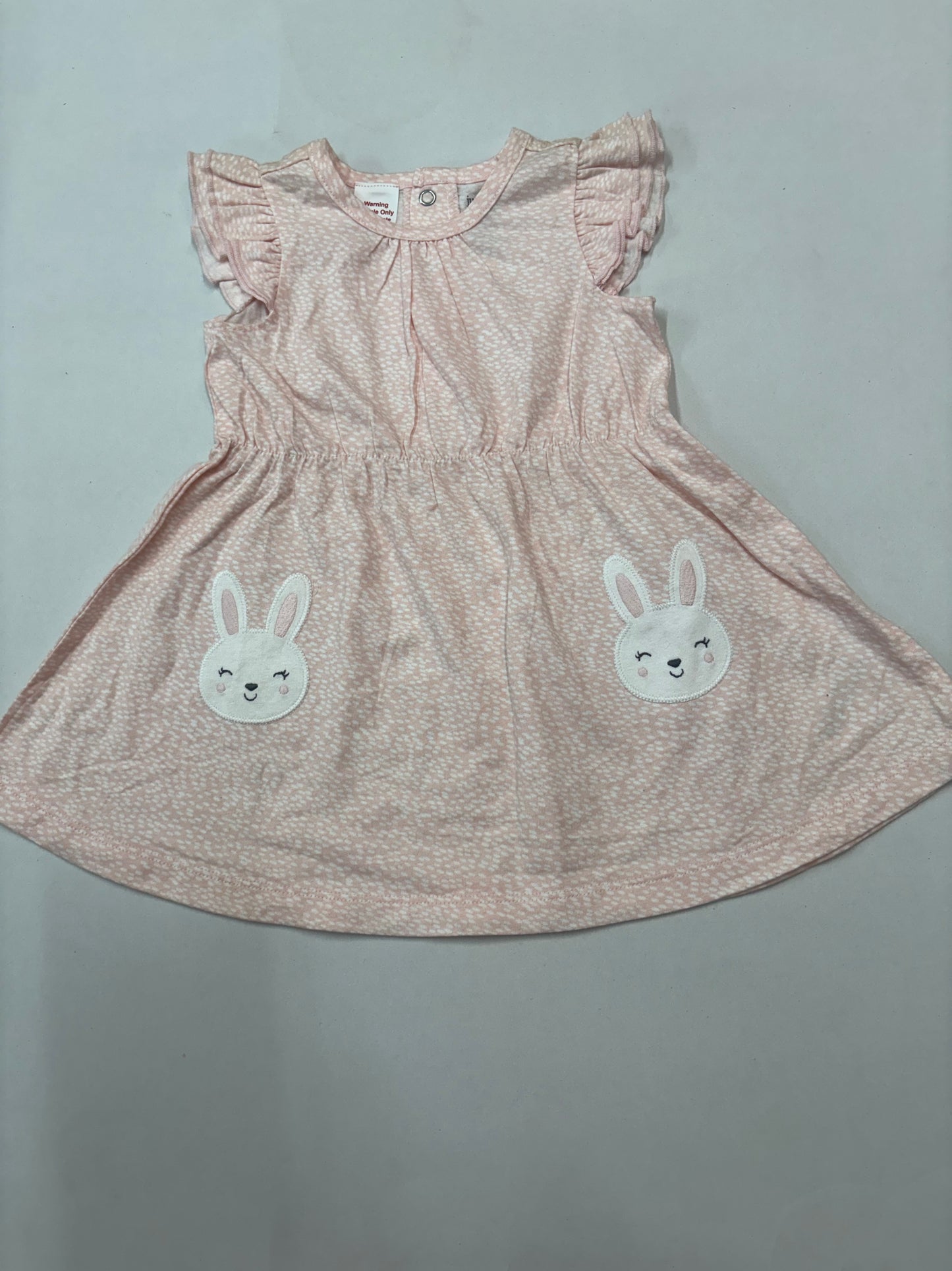 Pink rabbit-Baby Sleeveless frock