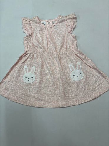 Pink rabbit-Baby Sleeveless frock