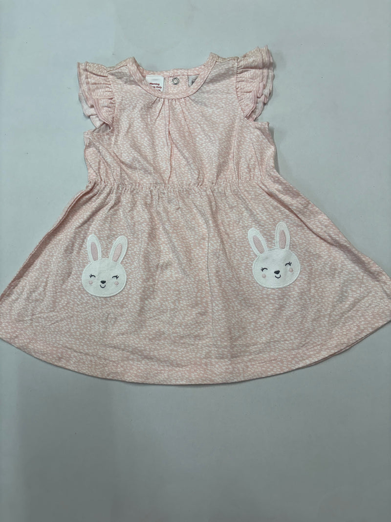 Pink rabbit-Baby Sleeveless frock