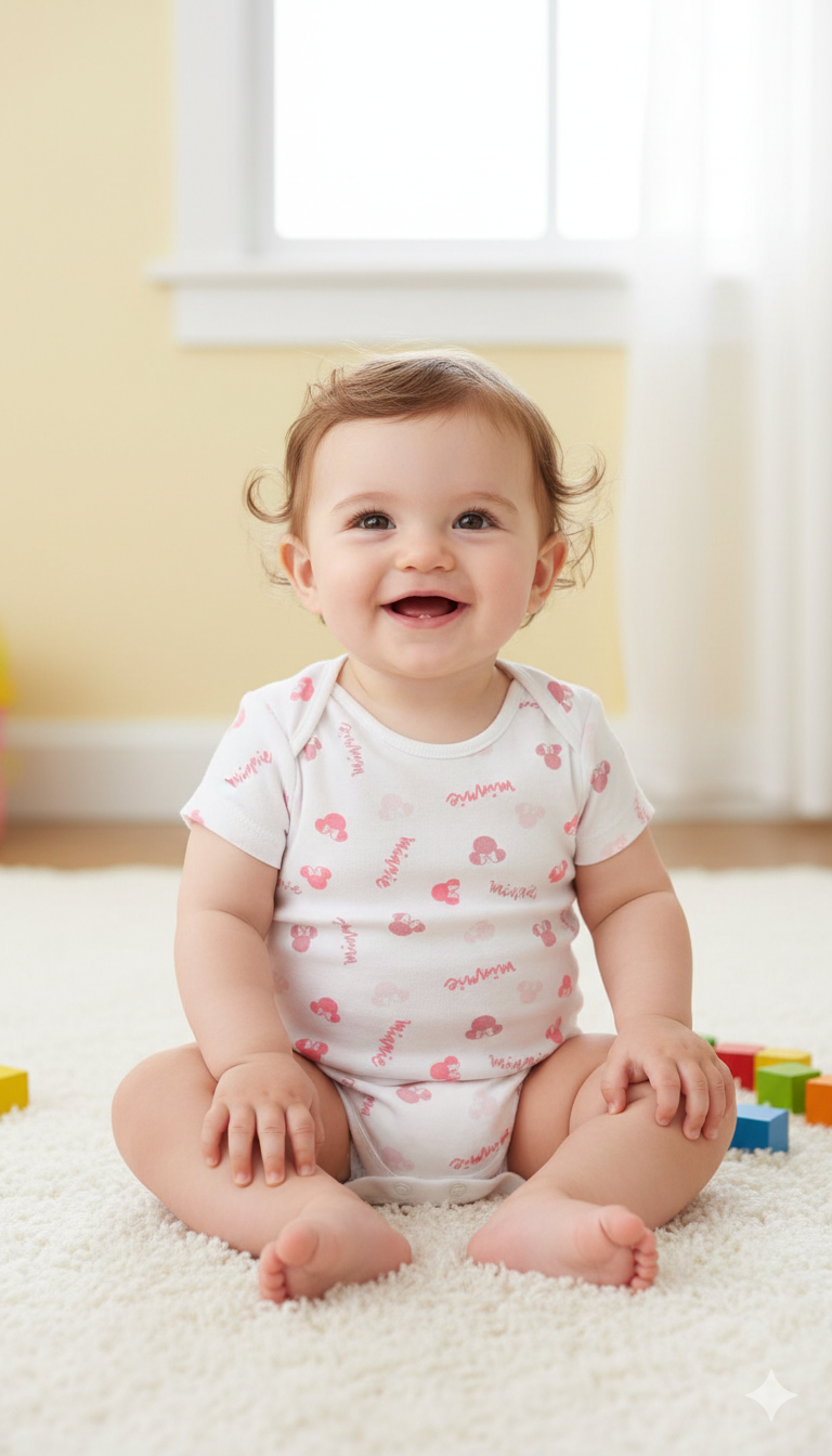 White with pink- Baby Romper