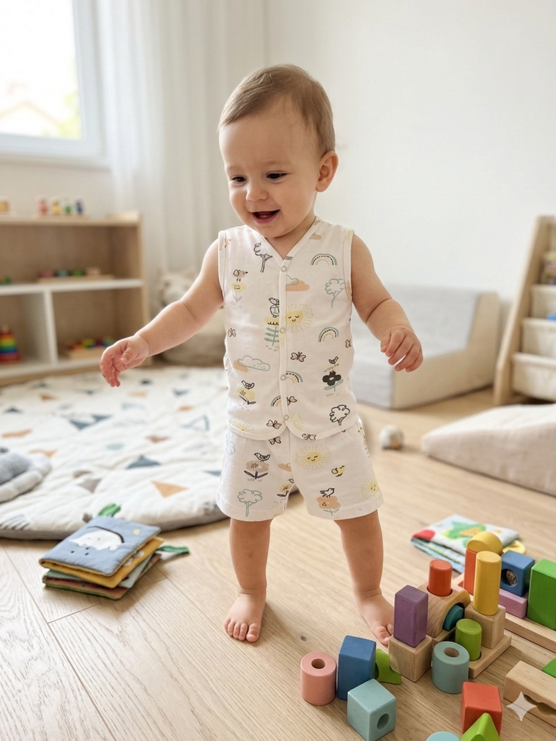 - Sleeveless Jabla shorts set
