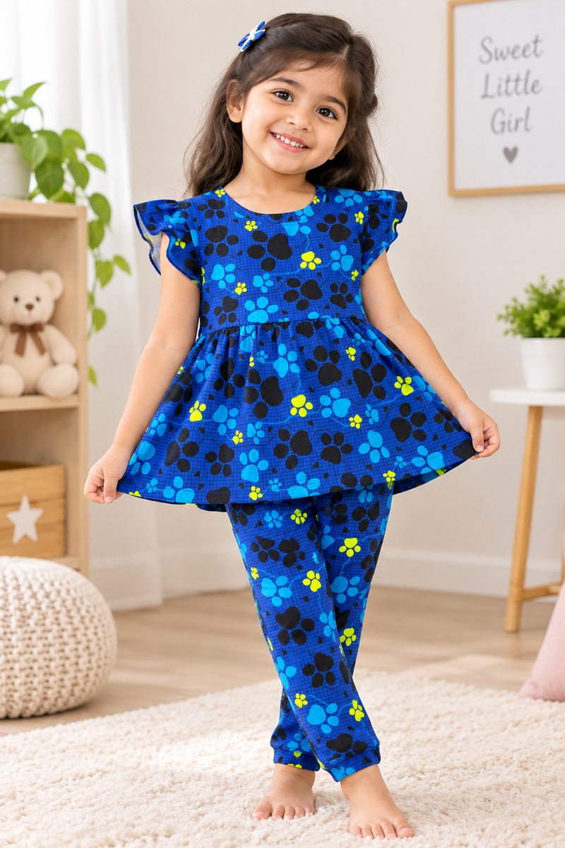 Charming Royal Blue Mouse Peplum Co-ord Girls set