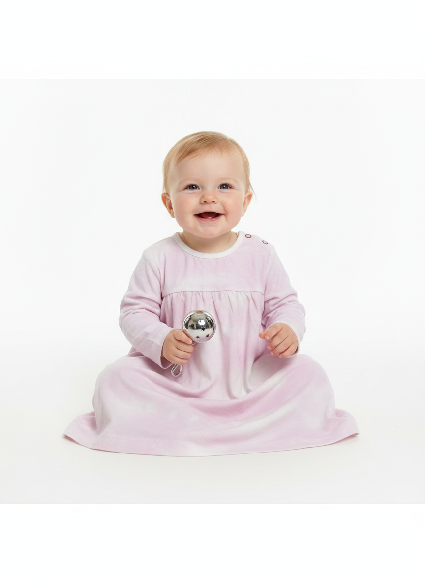 Pink die & dye -Baby Full Sleeve frock