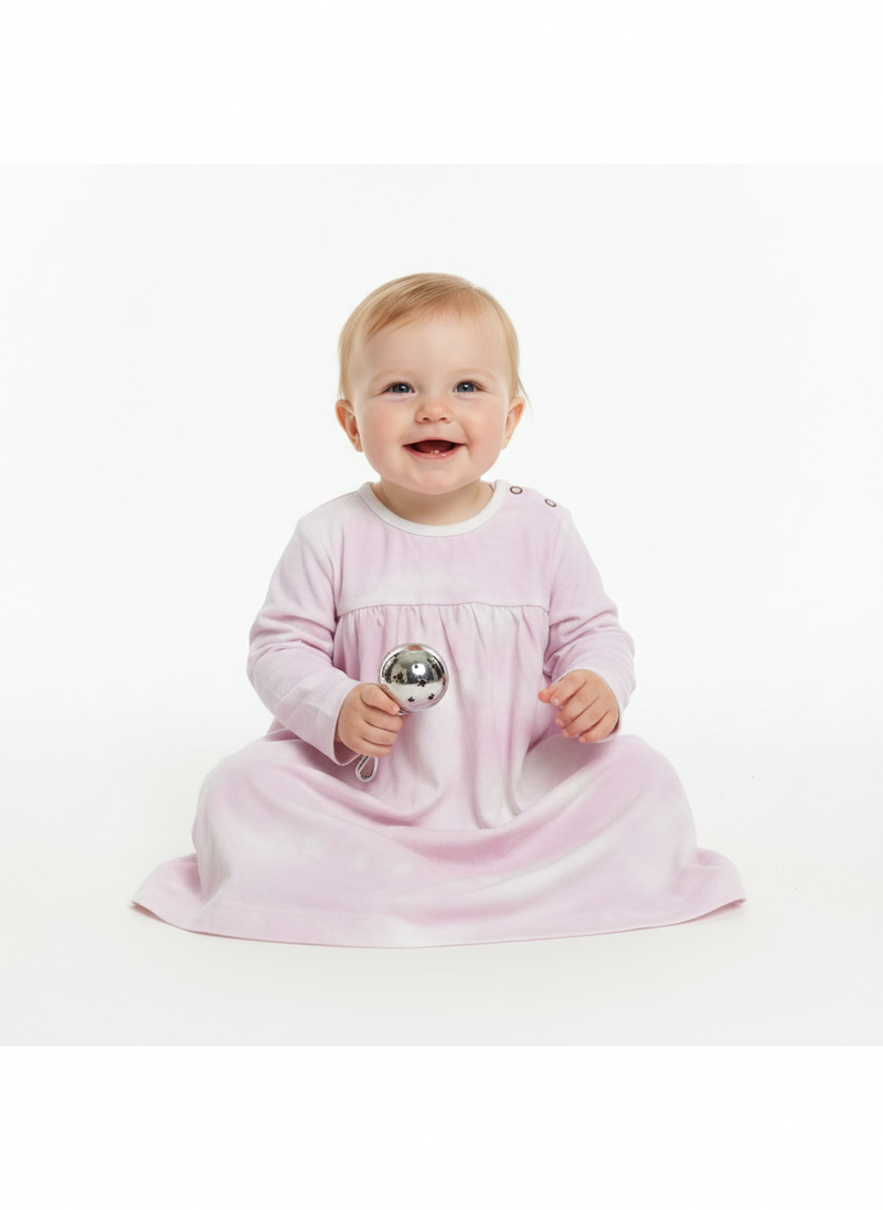 Pink die & dye -Baby Full Sleeve frock