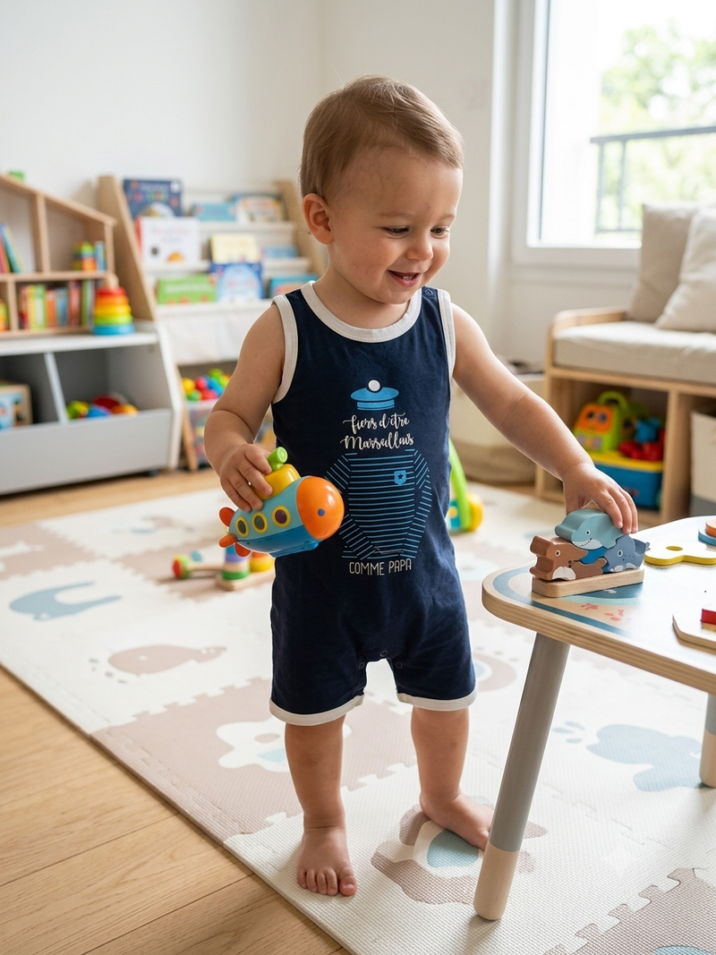 Blue -baby half Jumpsuit