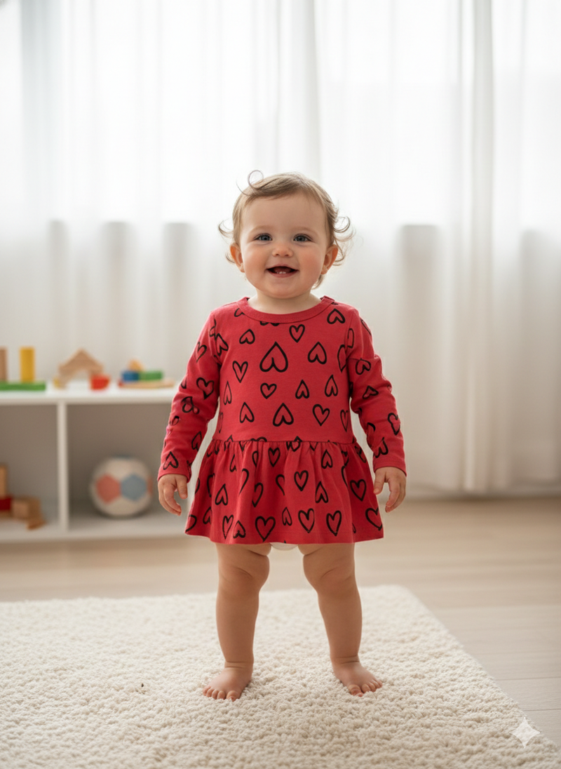 Full sleeve red heart -Baby Sleeveless top