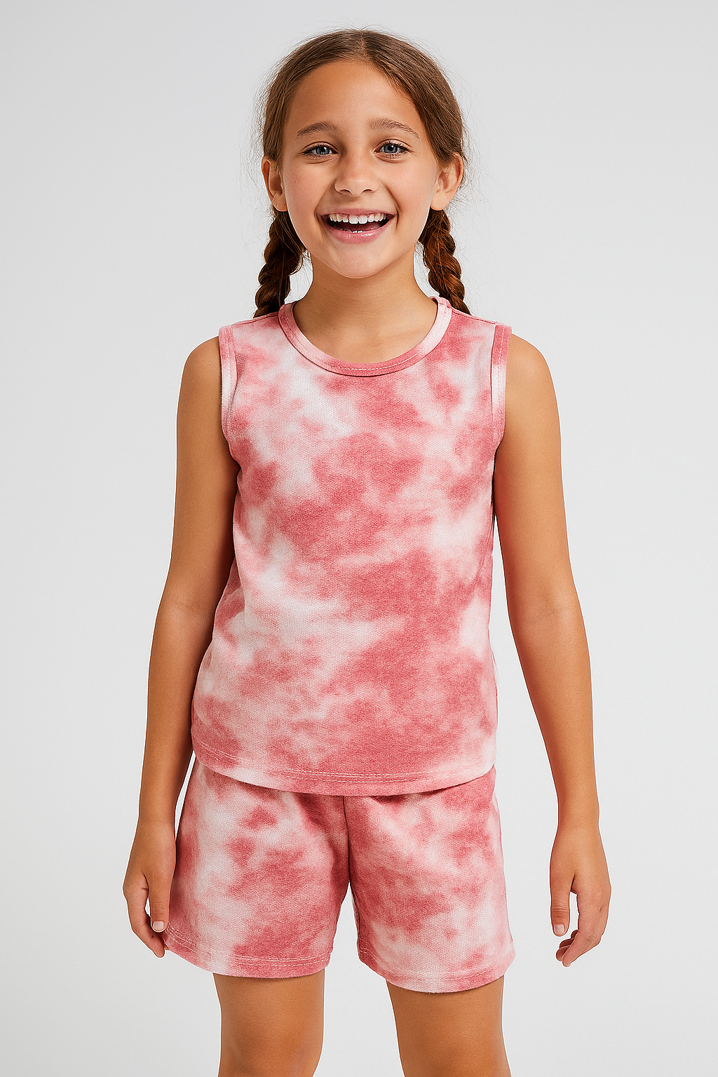 Orangish Red Tie & Dye - Sleeveless co-ords