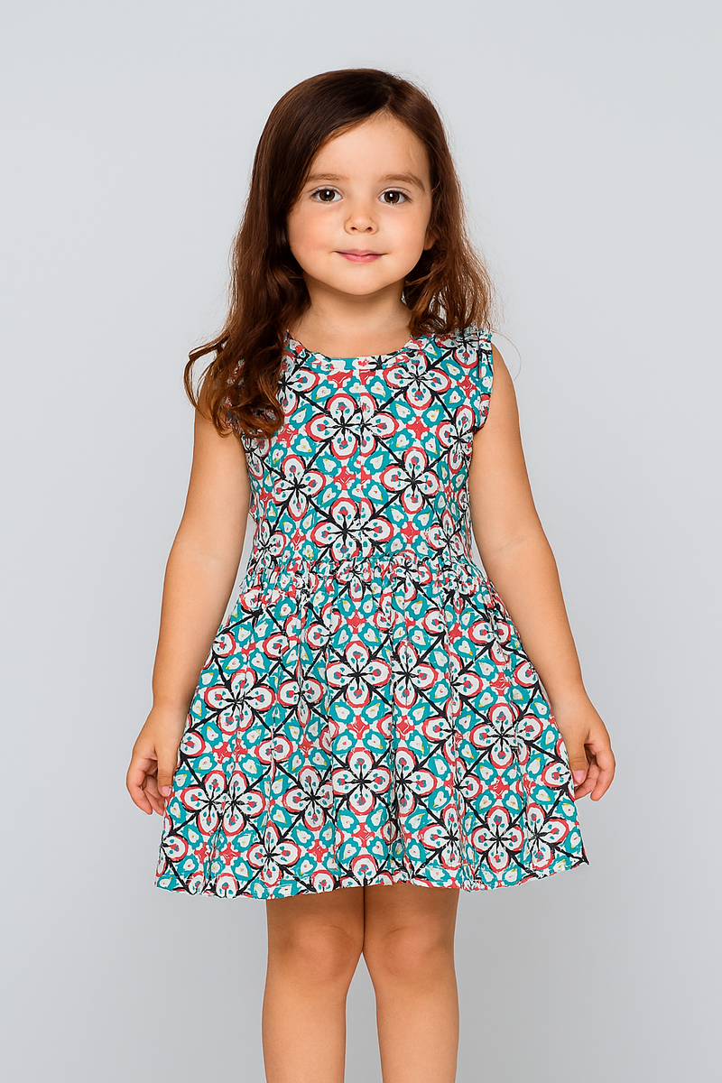 Gray Flowers - Girls Sleeveless Frock