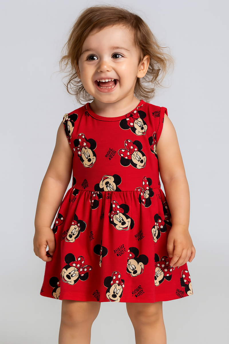Red Mickey - Girls Sleeveless Frock