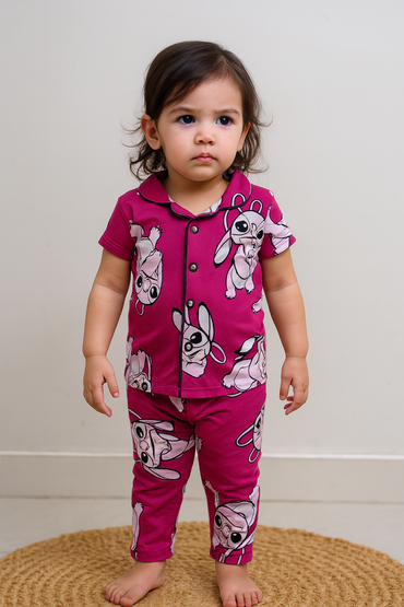 Magenta IN-07- Kids Collar Night Suit IN