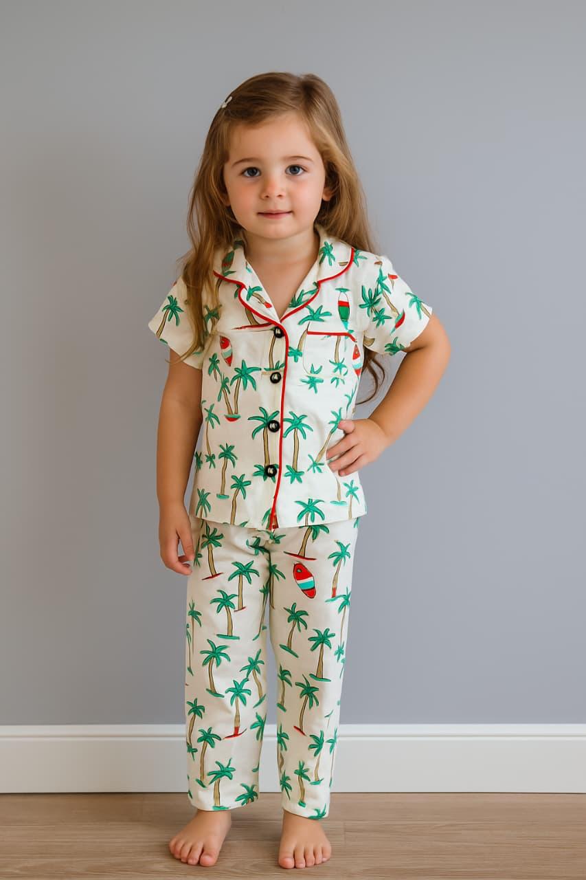 Coconut tree IN-06 - Kids Collar Night Suit IN