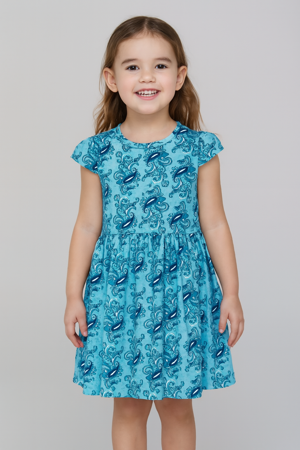 Blue Pattern - Girls Sleeveless Frock