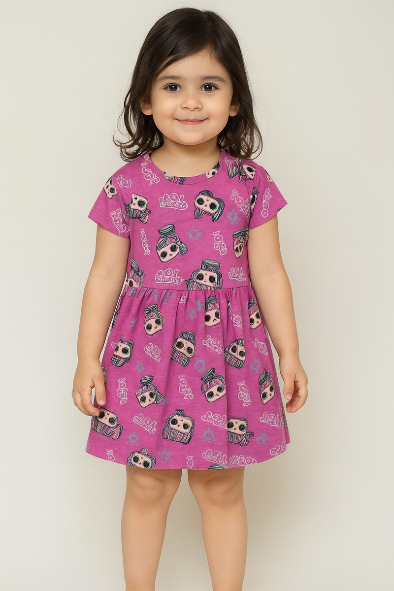 Pink Girl - Half Sleeve Frock