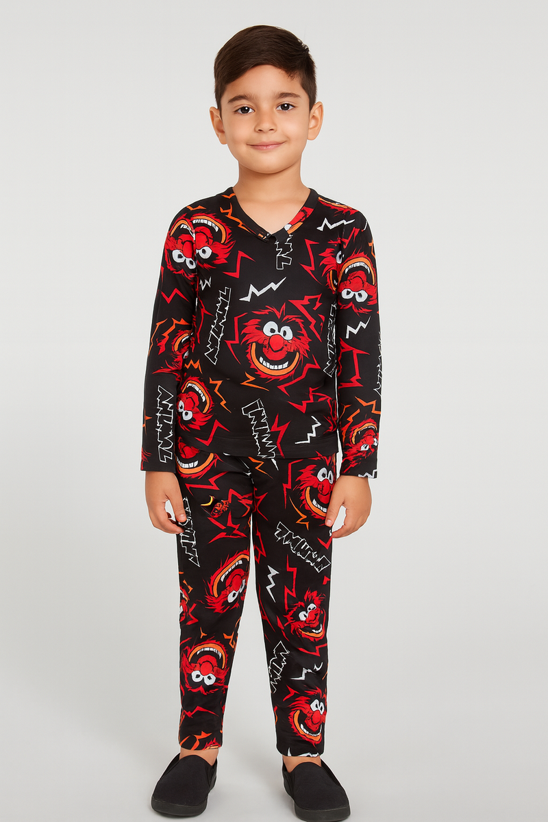 Kids Full Sleeve Set - black with red