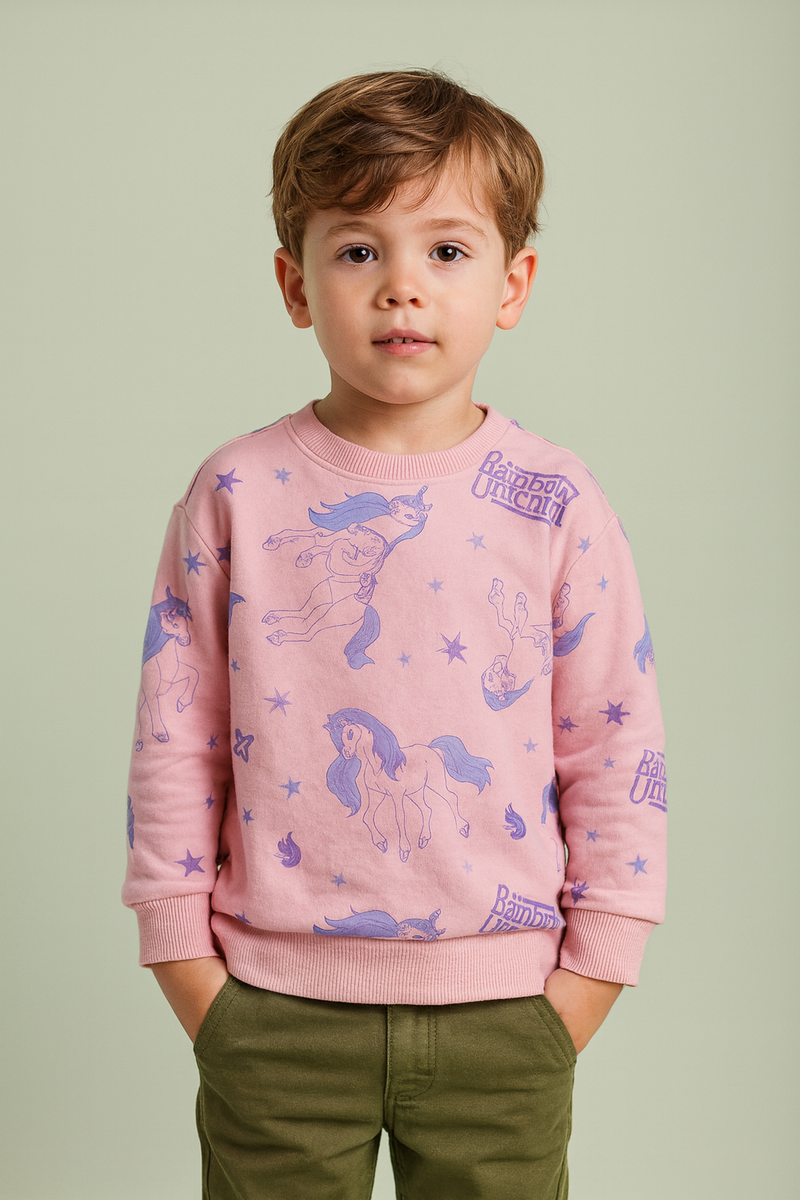 Premium loop net -pink with unicorn