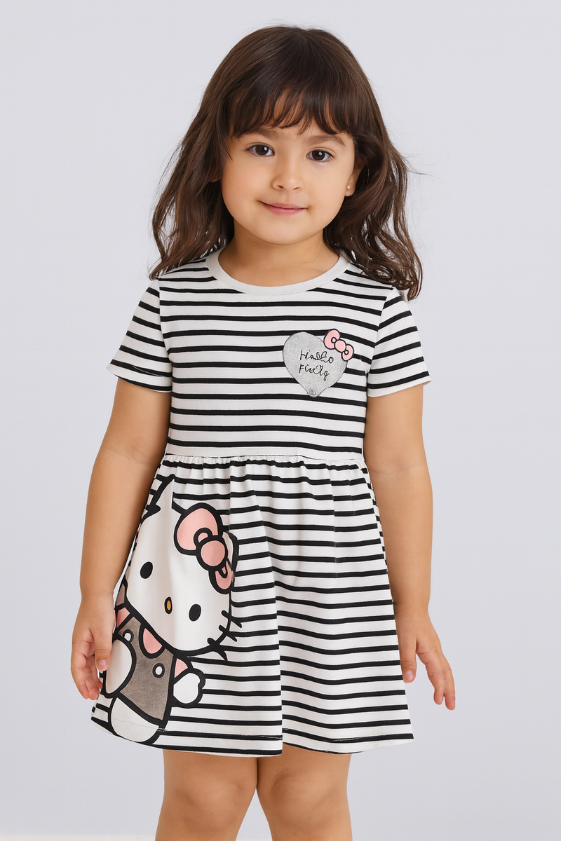 Black & White with kitty Frock