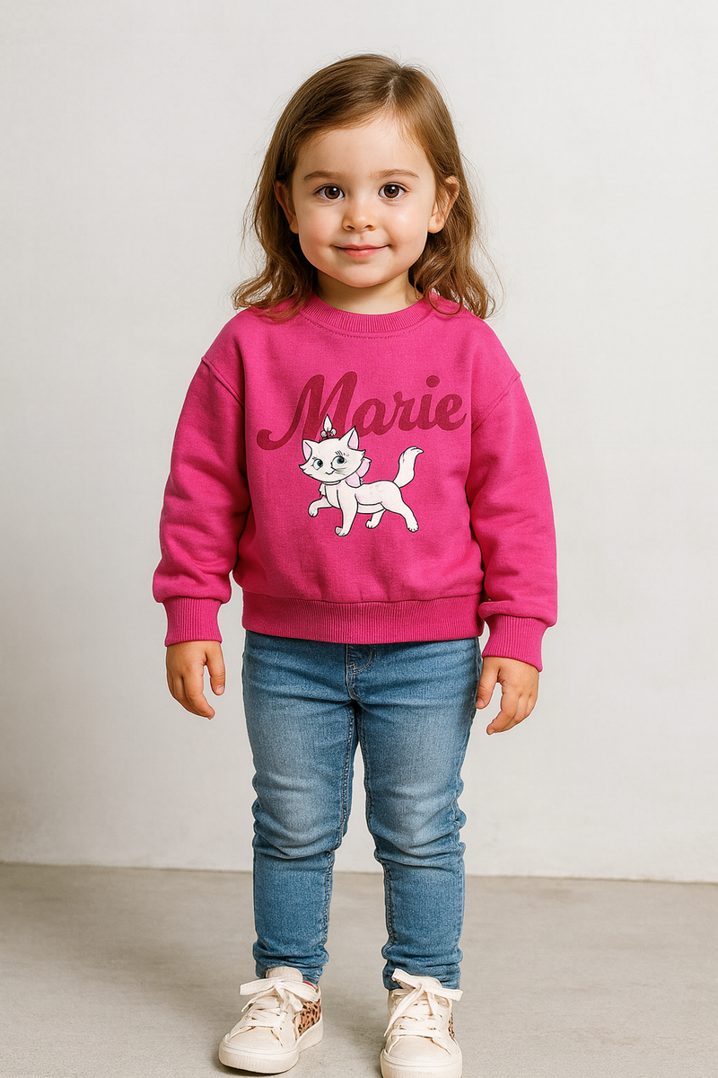 Pink with White kitty -Sweater
