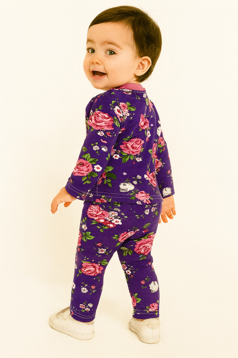 Premium loop net IN-0031- LoopKnit Pajama sets Pink Flowers