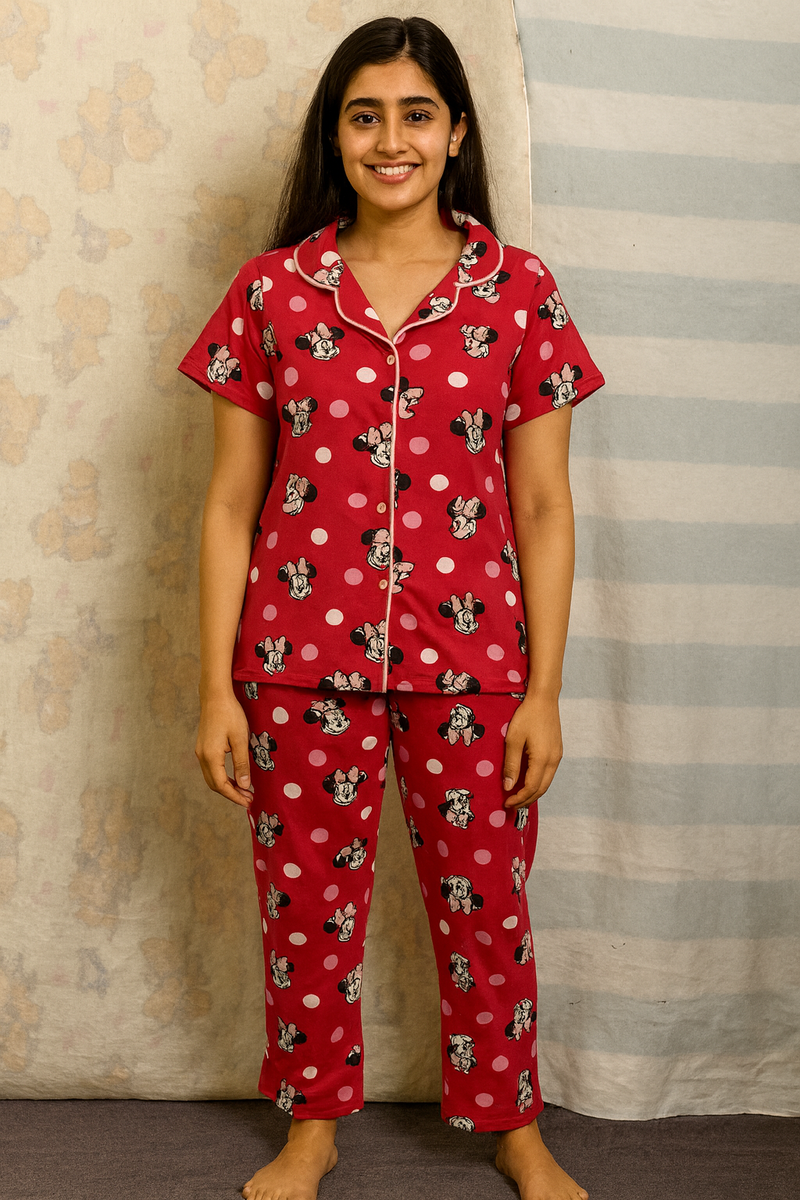 Women’s Collar Night Suits Red Mine