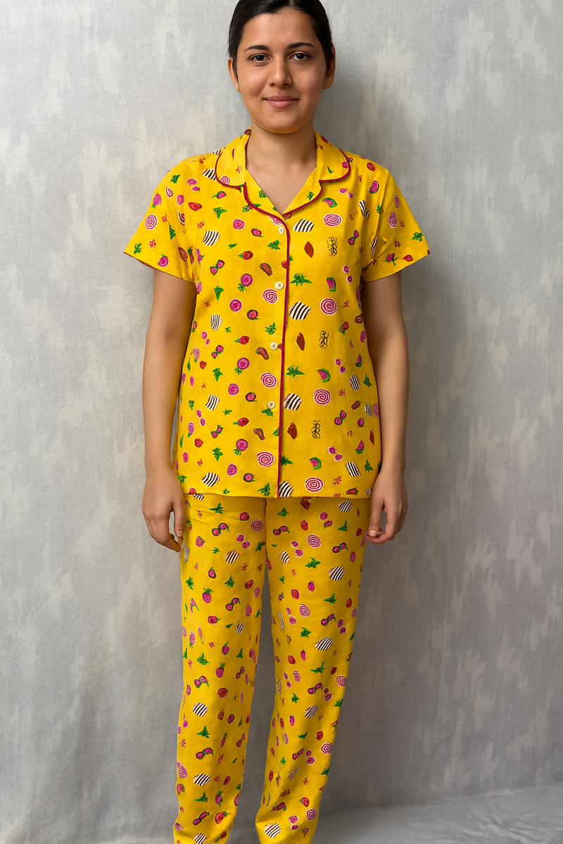 Women’s Collar Night Suits yellow water milan