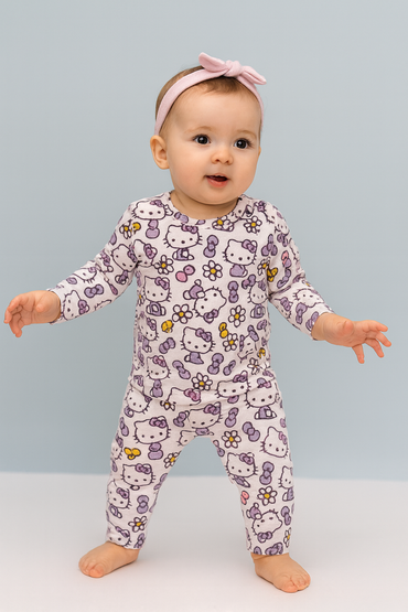 Baby Co-ord sets Full  Sleeve white kiddy -9(snap button)