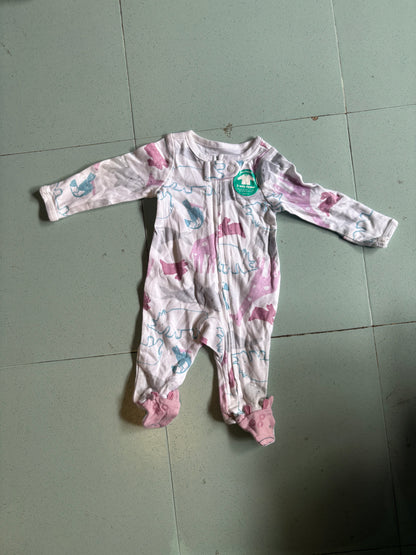 white With Pink Animal 10/2.Baby Jumpsuits