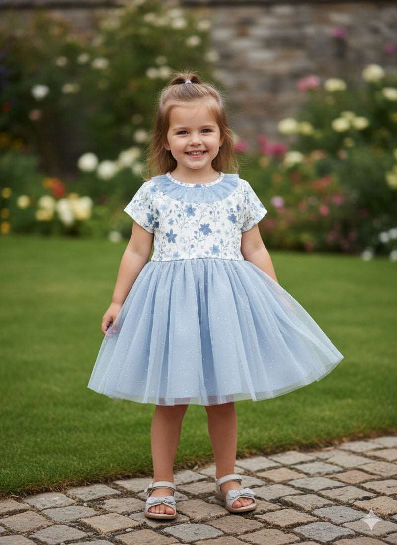 Blue net Frock - Girls Frock