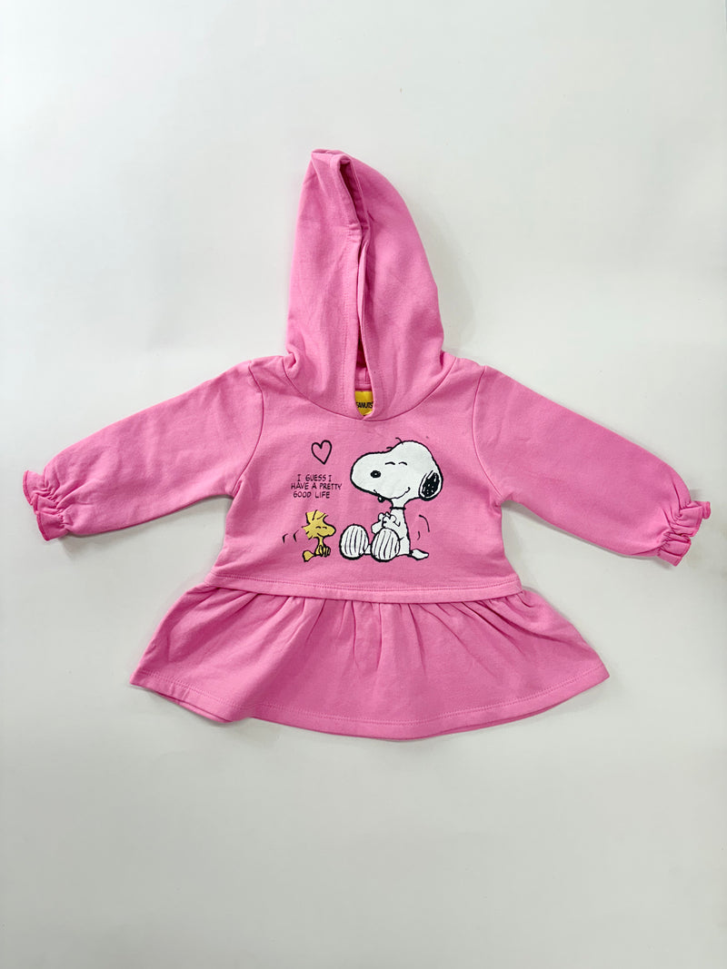 Hoodie-Pink with white dog