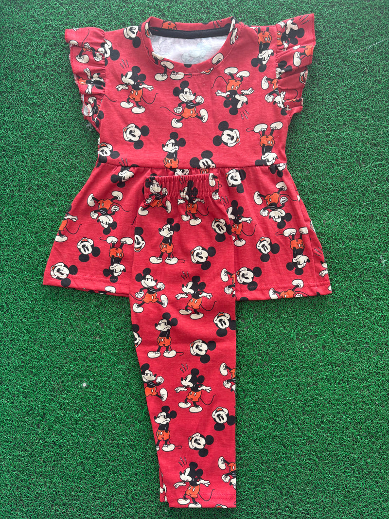 Red Mickey peplum co- ords girls set