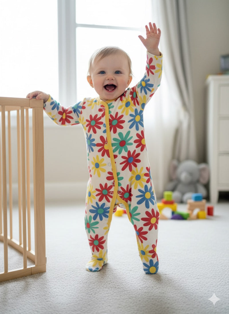Yellow & Red Flower -Baby  Full Jumpsuits