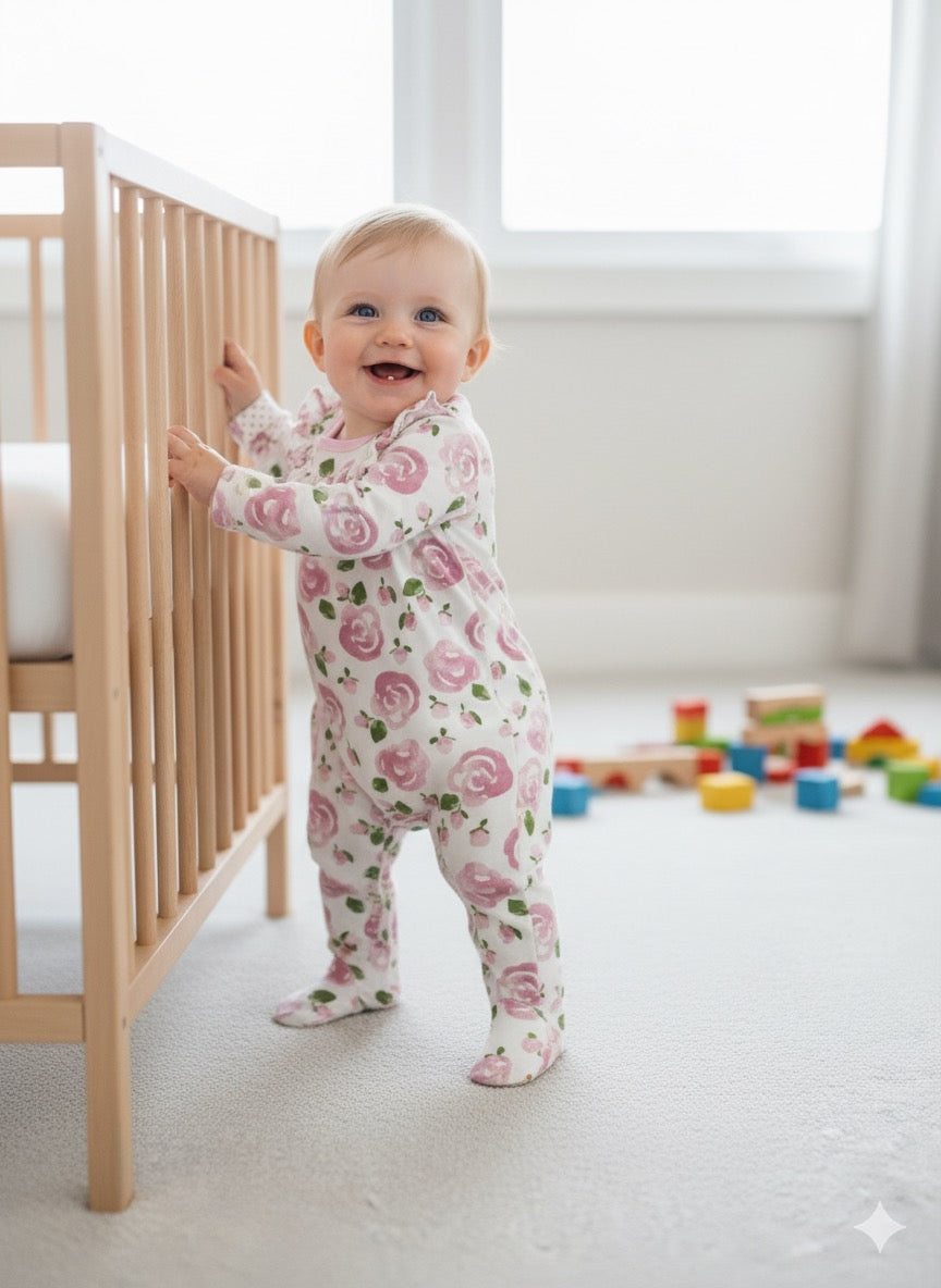 Pink & white Flower Baby full Jumpsuits