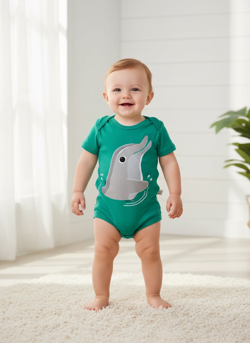 Green dolphin Romper