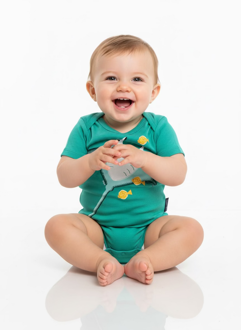 Green with fish Romper