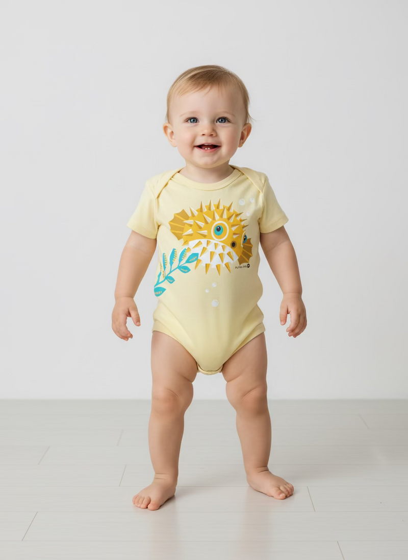 Yellow with fish Romper