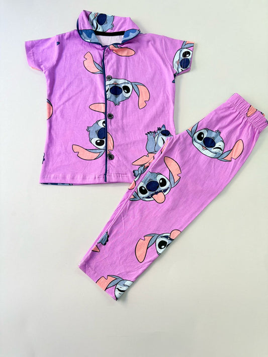 violet rabbit - Kids Collar Night Suit