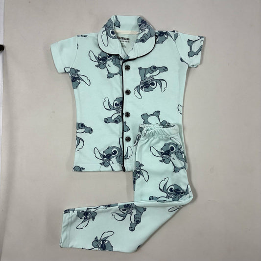 Blue Stitch - Kids Collar Night Suit
