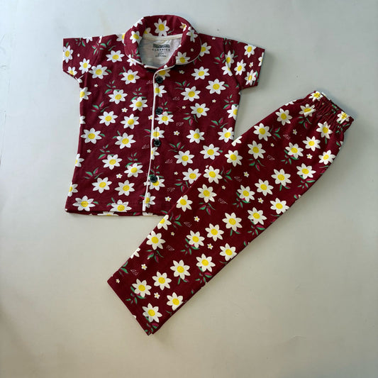 Flowers - Kids Collar Night Suit