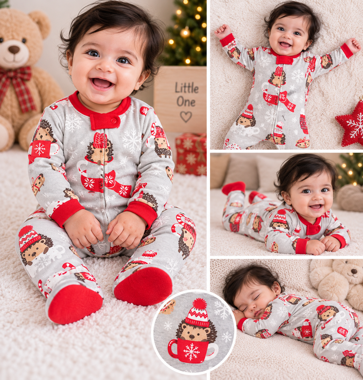 Cozy Christmas Hedgehog Footed Romper 🦔❤️