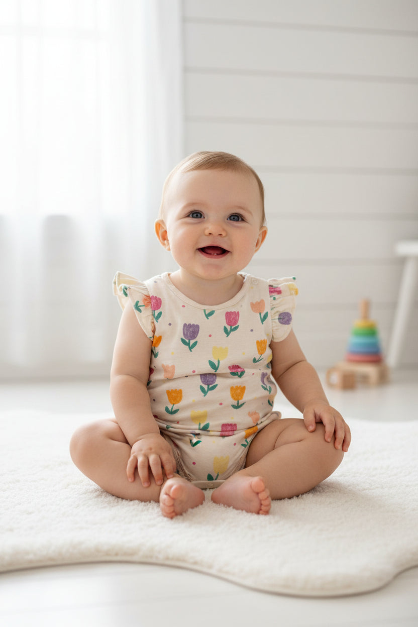 Half white with multi colour flowers 🌷-Baby half Jumpsuits