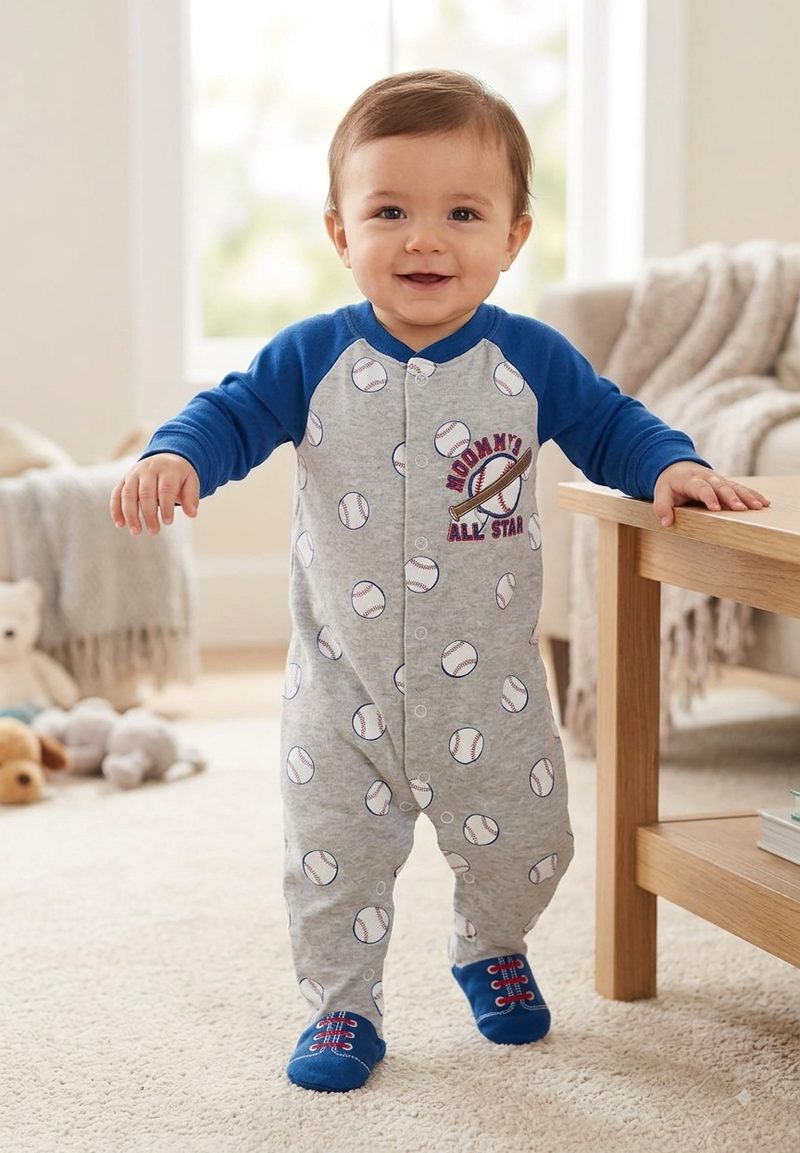 Dark blue grey ⚽ ball with shoe (snap button)Baby High quality jumpsuit