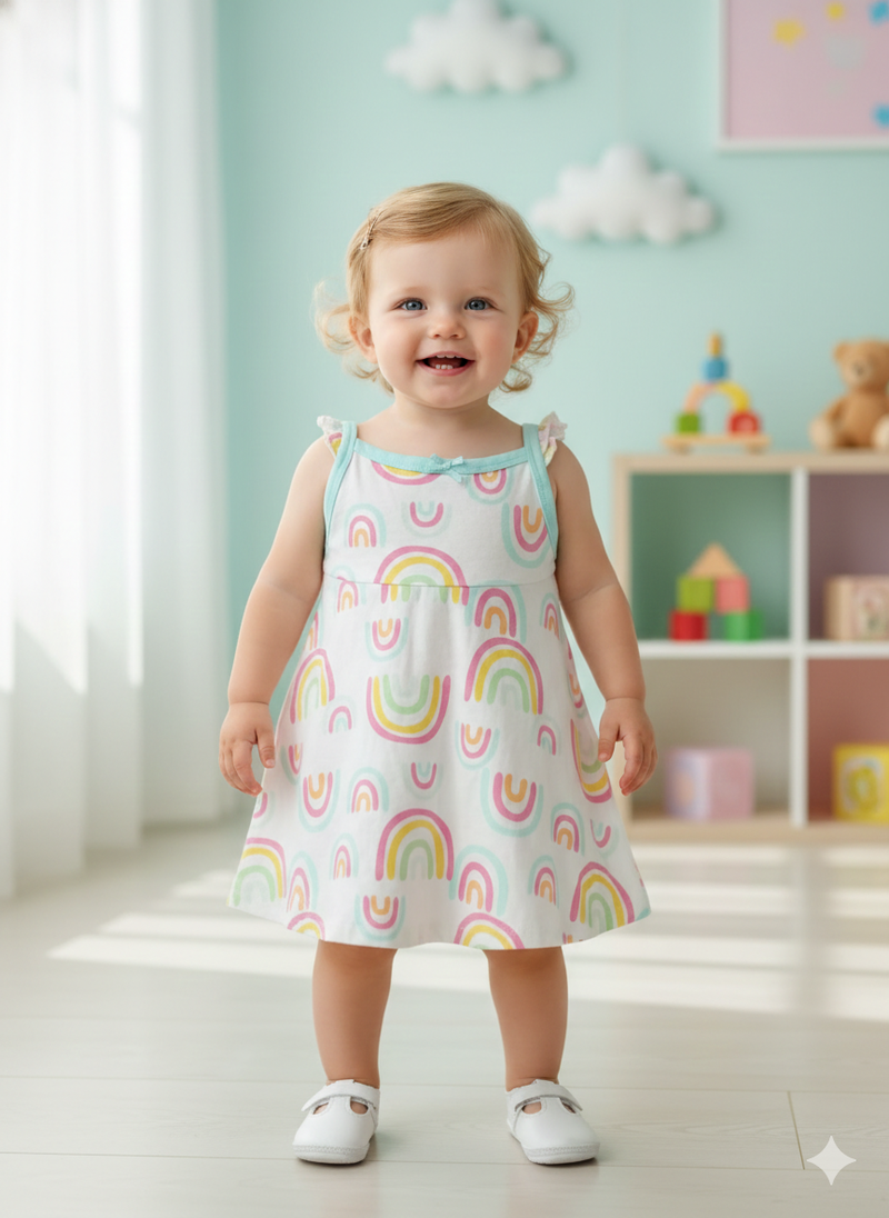 Rainbow -Baby Sleeveless frock