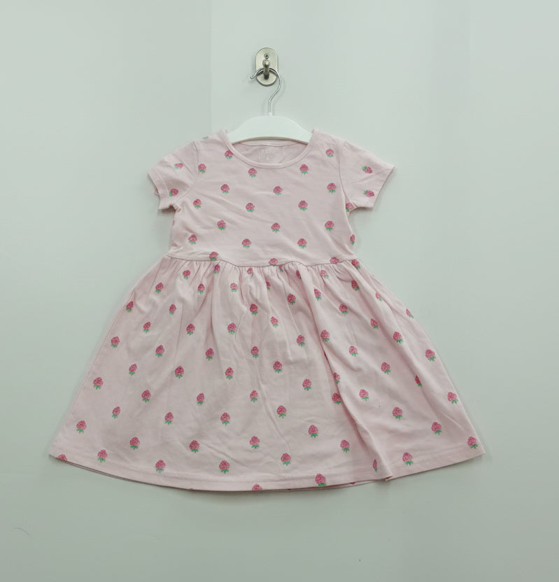 Pink strawberry- Half sleeve frock
