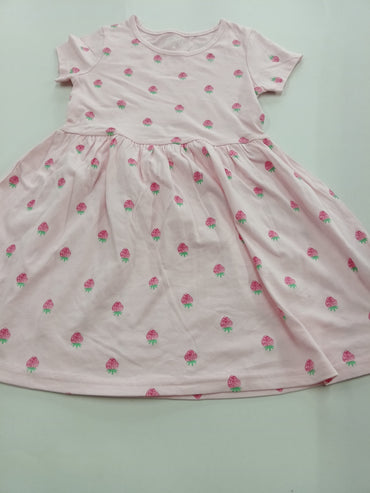 Pink strawberry- Half sleeve frock
